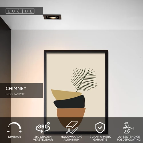 Lucide CHIMNEY - Inbouwspot - 1xGU10 - Zwart - USP